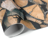 Tegel van bruin brandhout cadeaupapier (Rol Hoek)