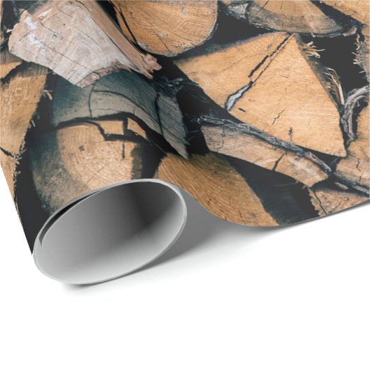 Tegel van bruin brandhout cadeaupapier (Rol Hoek)