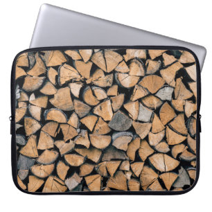Tegel van bruin brandhout laptop sleeve
