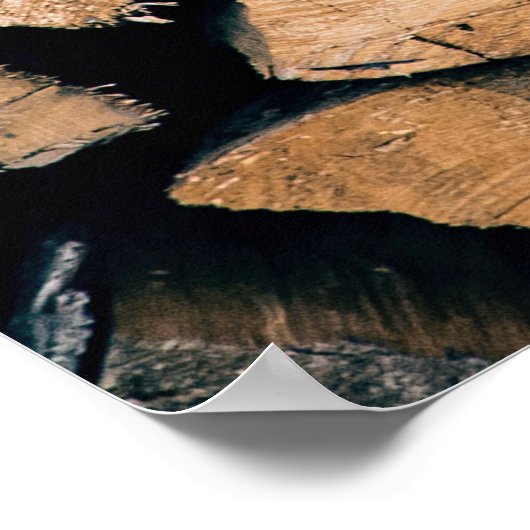 Tegel van bruin brandhout poster (Hoek)