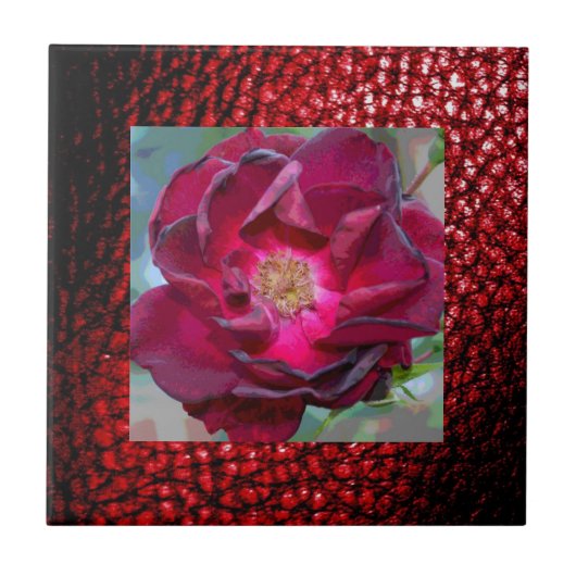 Tegel van Burgandy met bladerbloem Tegeltje (Voorkant)