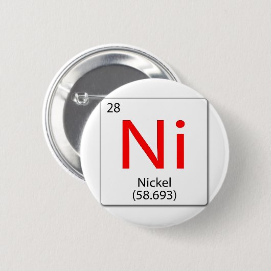 Tegel van chemisch element. Ni Nickel Ronde Button 5,7 Cm (Voorkant /achterkant)