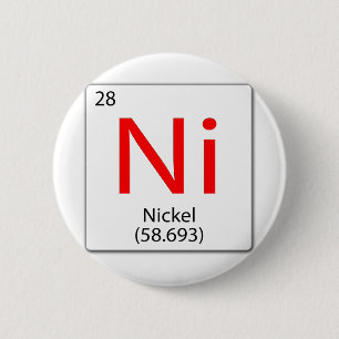 Tegel van chemisch element. Ni Nickel Ronde Button 5,7 Cm