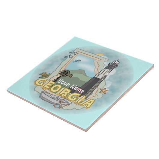 Tegel van de vuurtoren van Georgia Tegeltje (Zijkant)