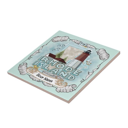 Tegel van de vuurtoren van Rhode Island Tegeltje (Zijkant)