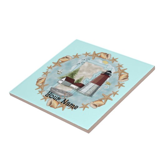 Tegel van de vuurtoren van Rhode Island Tegeltje (Zijkant)