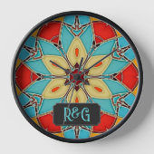 Tegel van edelglas - Bloem met monogrammen (Voorkant)