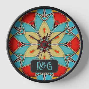 Tegel van edelglas - Bloem met monogrammen