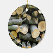 Tegel van gestapeld vuurhout keramisch ornament (Links)