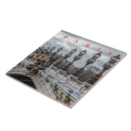 Tegel van keramische keramiek met lamppost Parijs  Tegeltje (Zijkant)