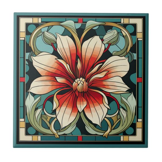 Tegel van keramische kunst, zoals decobloem tegeltje (Voorkant)