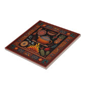 Tegel van keukenkeramiek in de Mexicaanse Huichol- Tegeltje (Zijkant)