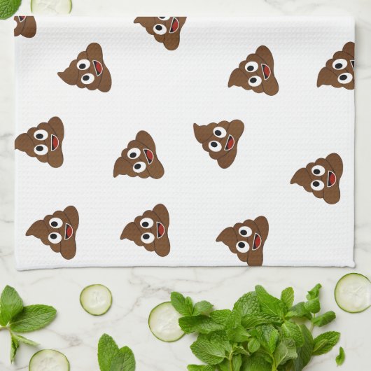 Tegel van Poo emoji die poep glimlacht Theedoek (Gevouwen)