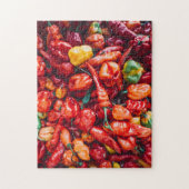 Tegel van Rode Chili Peppers Legpuzzel (Verticaal)