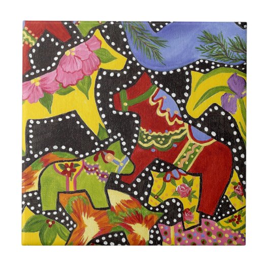 Tegel voor Bright paarden Tegeltje (Voorkant)