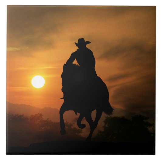 Tegel voor paarden en cowboy-kunst tegeltje (Voorkant)