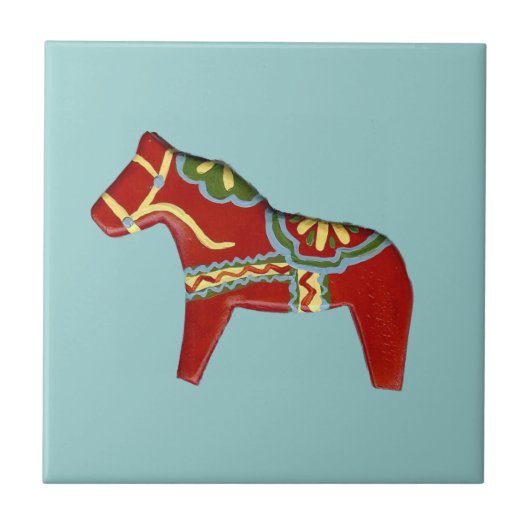 Tegel voor Red Dala Horse, links Tegeltje (Voorkant)