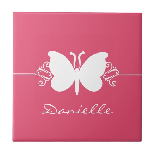 Tegel voor vlinderbloemigen, roze tegeltje (Voorkant)