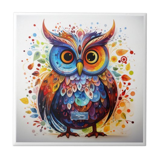 Tegel Wit (Herfst Uil) RFPMDesigns ©️2024 Tegeltje (Voorkant)