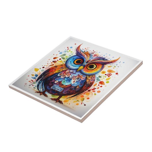 Tegel Wit (Herfst Uil) RFPMDesigns ©️2024 Tegeltje (Zijkant)