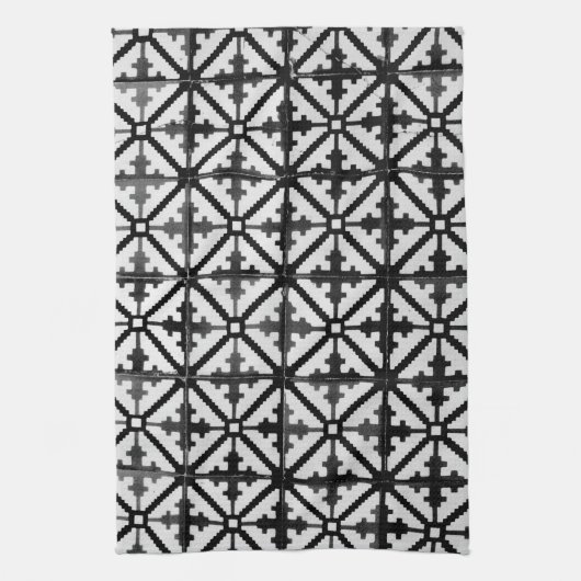 Tegel zwart-wit theedoek (Verticaal)