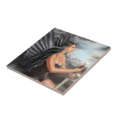 Tegel zwarte engel tegeltje (Zijkant)