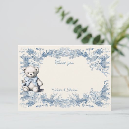 Tegelbloem teddybeer bedankkaart (Staand voorkant)