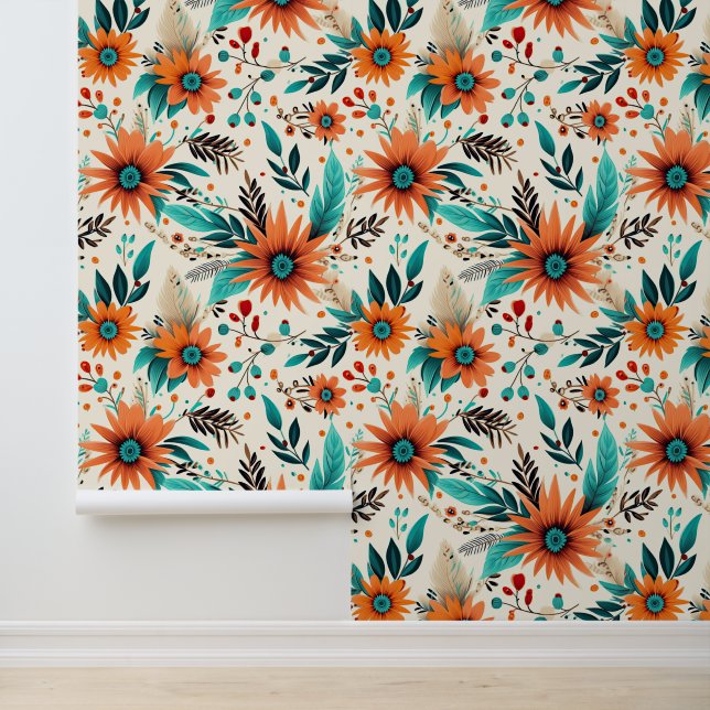 Tegelbloemmotief bloem behang (Applicatie)