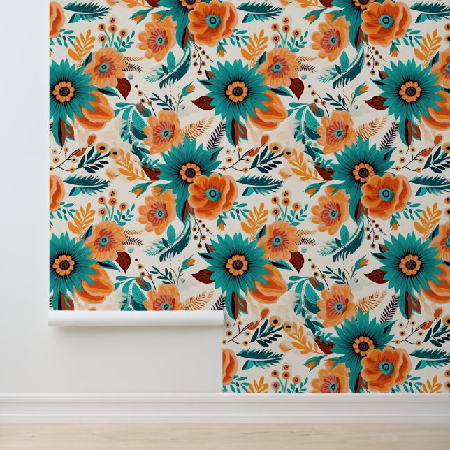 Tegelbloemmotief bloem behang (Applicatie)