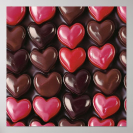 Tegelchocolade hart patroon poster