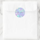 Tegelen & Paarse Iriserende Ontwerp, Script Naam Ronde Sticker (Tas)