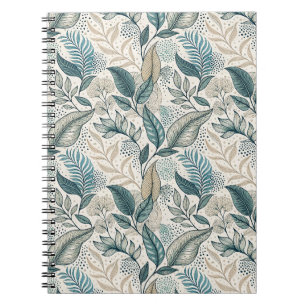 Tegelgroene & Beige Minimale Blad Botanische Bloem Notitieboek