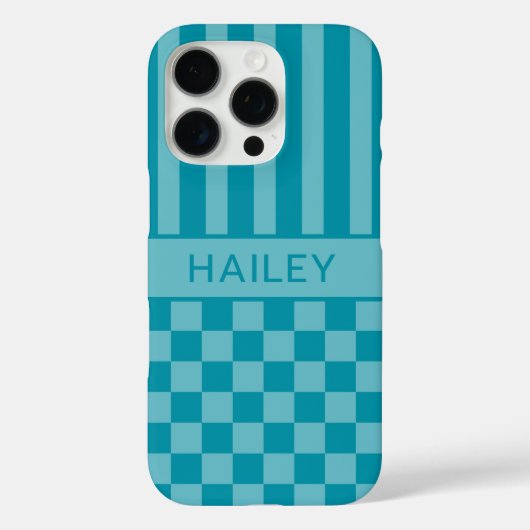 Tegelijk Geruite Gestreepte Gepersonaliseerde Case-Mate iPhone Case (Achterkant)