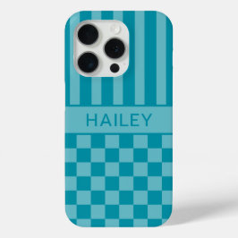 Tegelijk Geruite Gestreepte Gepersonaliseerde iPhone 15 Pro Case
