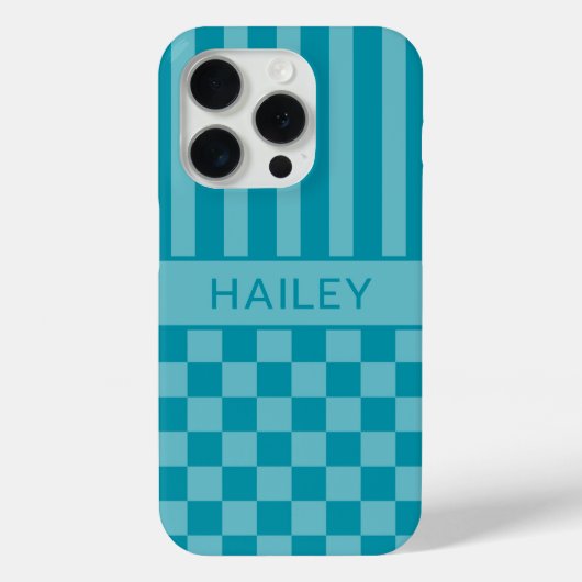 Tegelijk Geruite Gestreepte Gepersonaliseerde Case-Mate iPhone Case (Achterkant)