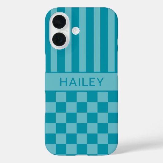 Tegelijk Geruite Gestreepte Gepersonaliseerde Case-Mate iPhone Case (Achterkant)