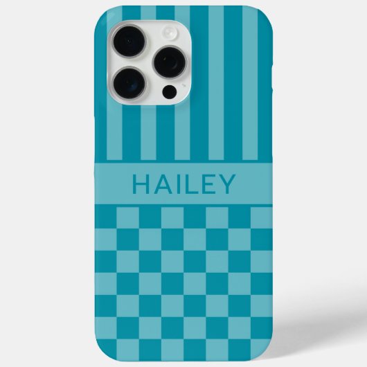 Tegelijk Geruite Gestreepte Gepersonaliseerde Case-Mate iPhone Case (Achterkant)