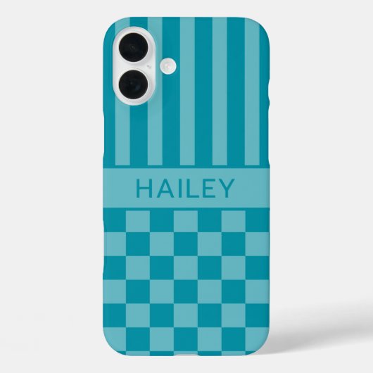 Tegelijk Geruite Gestreepte Gepersonaliseerde Case-Mate iPhone Case (Achterkant)