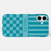 Tegelijk Geruite Gestreepte Gepersonaliseerde Case-Mate iPhone Case (Achterkant (horizontaal))