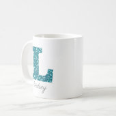 Tegelijk glitter monogram L gepersonaliseerde mok (Voorkant links)