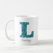 Tegelijk glitter monogram L gepersonaliseerde mok (Links)