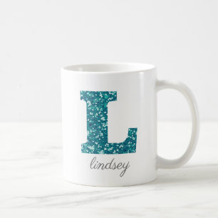 Tegelijk glitter monogram L gepersonaliseerde mok