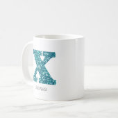 Tegelijk glitter monogram X gepersonaliseerde mok (Voorkant links)