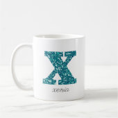 Tegelijk glitter monogram X gepersonaliseerde mok (Links)