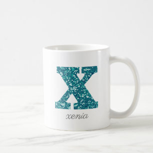 Tegelijk glitter monogram X gepersonaliseerde mok