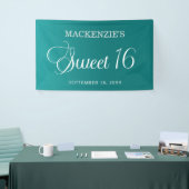 Tegelijk Sweet 16 Verjaardag Elegant Script Spandoek (Beurs)