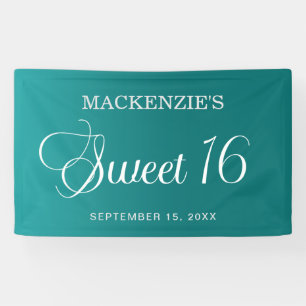 Tegelijk Sweet 16 Verjaardag Elegant Script Spandoek