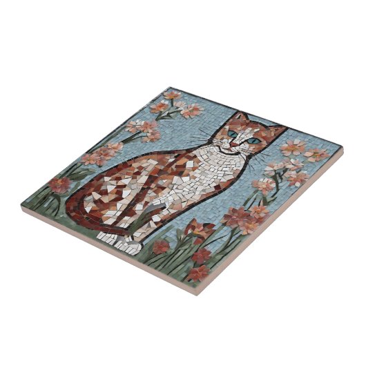 Tegelmozaïekkat in de bloementuin tegeltje (Zijkant)