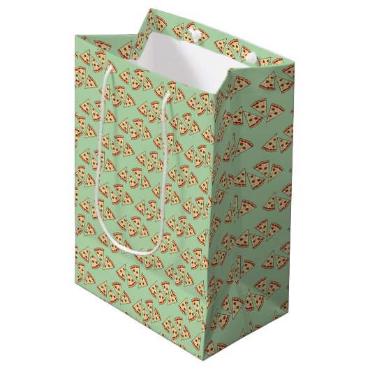 Tegelontwerp van pizzapuntjes  medium cadeauzakje (Voorkant Gekanteld)