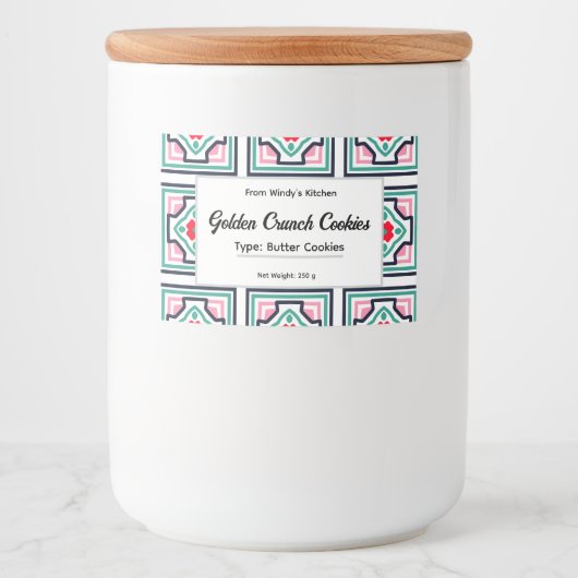 Tegelpatroon Aangepaste Voedselcontainer Label Set Etiket (Voorkant)